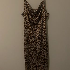 H&M Cowl Neck Leopard Print Dress | Size L